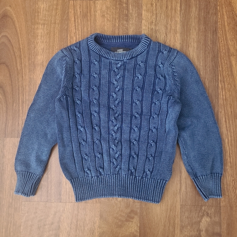 H&M Boys Size 4-6Y L.O.G.G. Cable Knit Sweater Blue